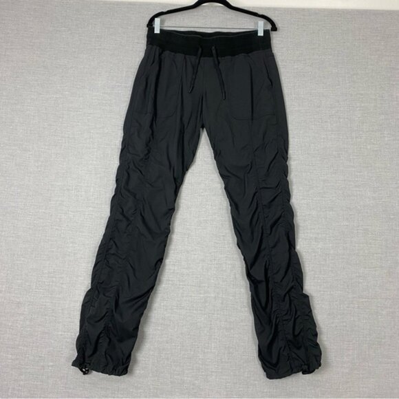 Shambhala Dance Pants Unlined Women Med Black Stripes Elastic Drawstring Waist - Picture 1 of 11
